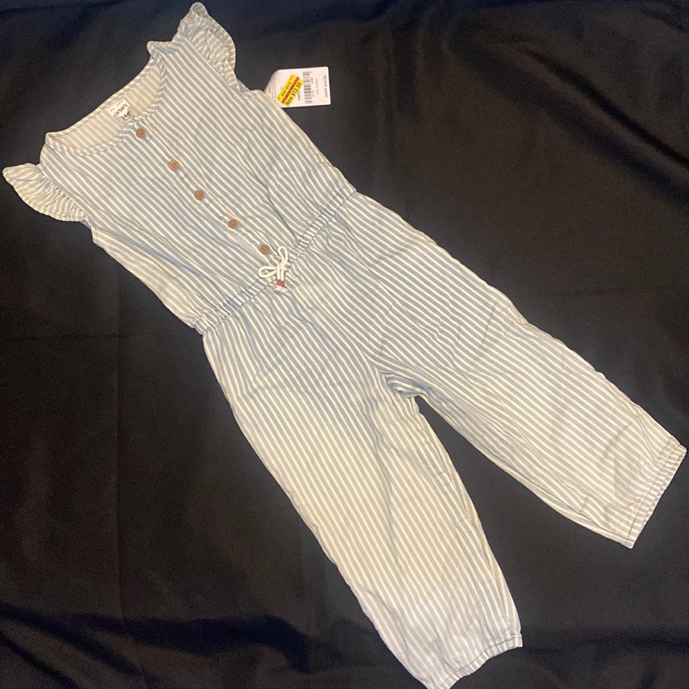 NWT Carters baby girl distressed striped romper 24 months